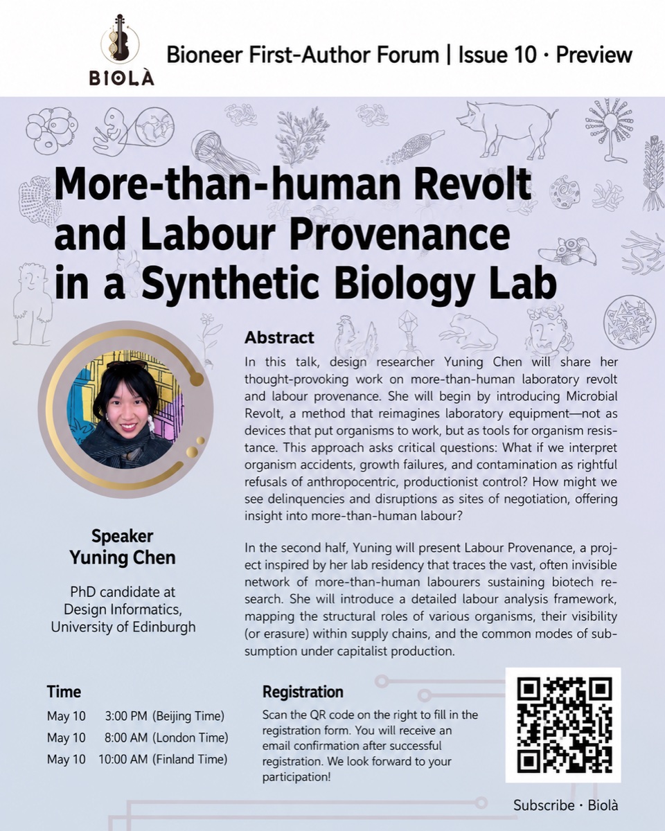 More-than-Human Revolt and Labour Provenance in a Synthetic Biology Lab event poster