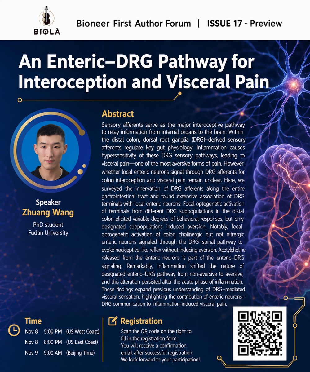 An Enteric–DRG Pathway for Interoception and Visceral Pain event poster